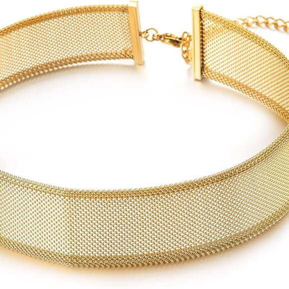 Mesh Choker Necklace Stainless Steel Metal Collar Jewelry for Women Party - Picture 1 of 5